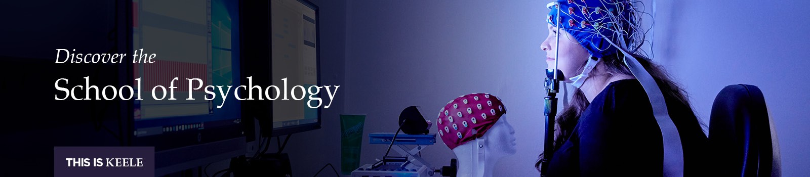 Student wearing an EEG cap